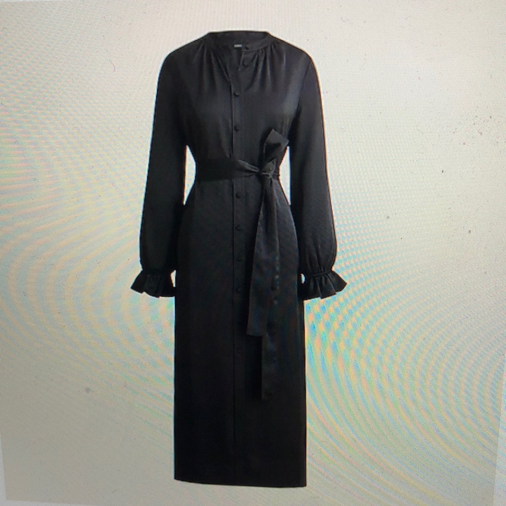 J CREW drapery shirt dress in satin-back crepe NWT